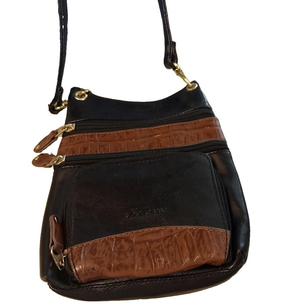 Bellerose Black & Brown Multi Compartment Crossbody Purse